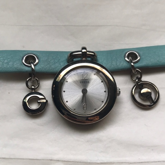 Guess leather & silver bracelet dangle watch - Picture 2 of 8